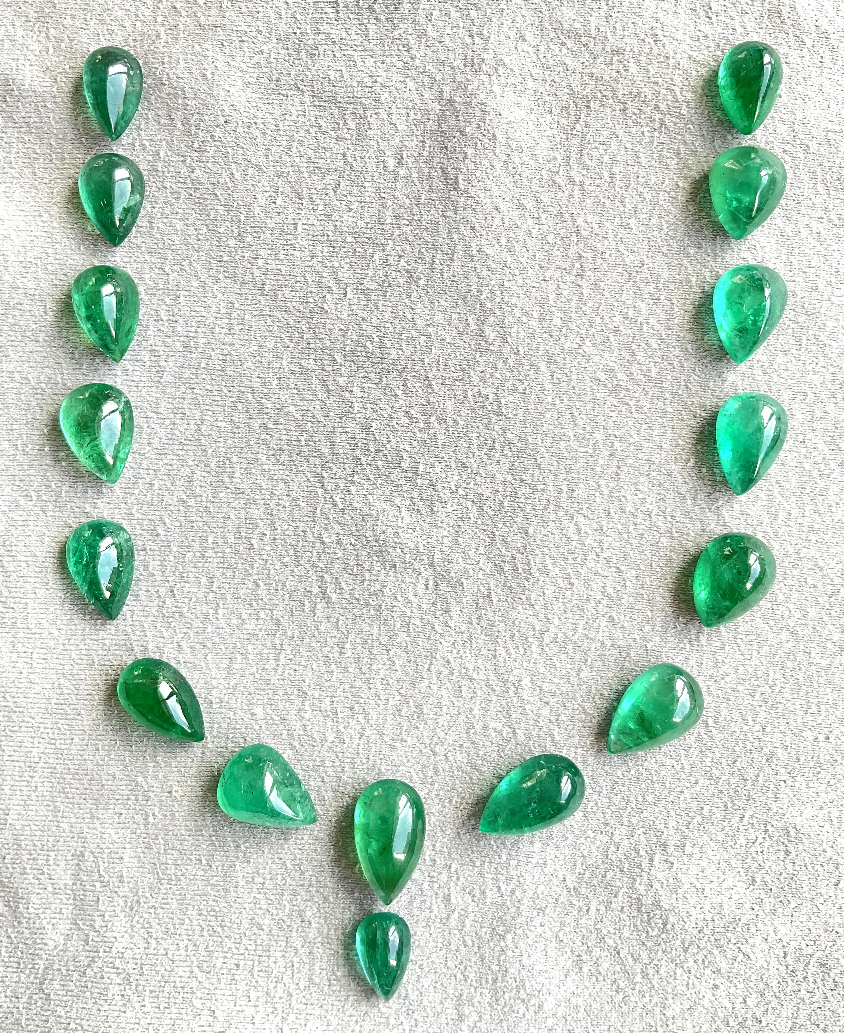 Art Deco 119.90 Cts Zambian Emerald Pear cabochons Layout for fine Natural Gem Jewelry For Sale