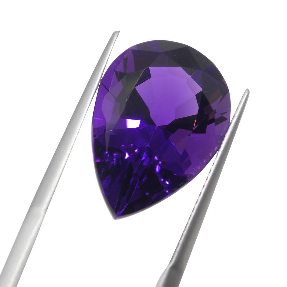 Brilliant Cut 11.99ct Pear Purple Amethyst from Uruguay For Sale