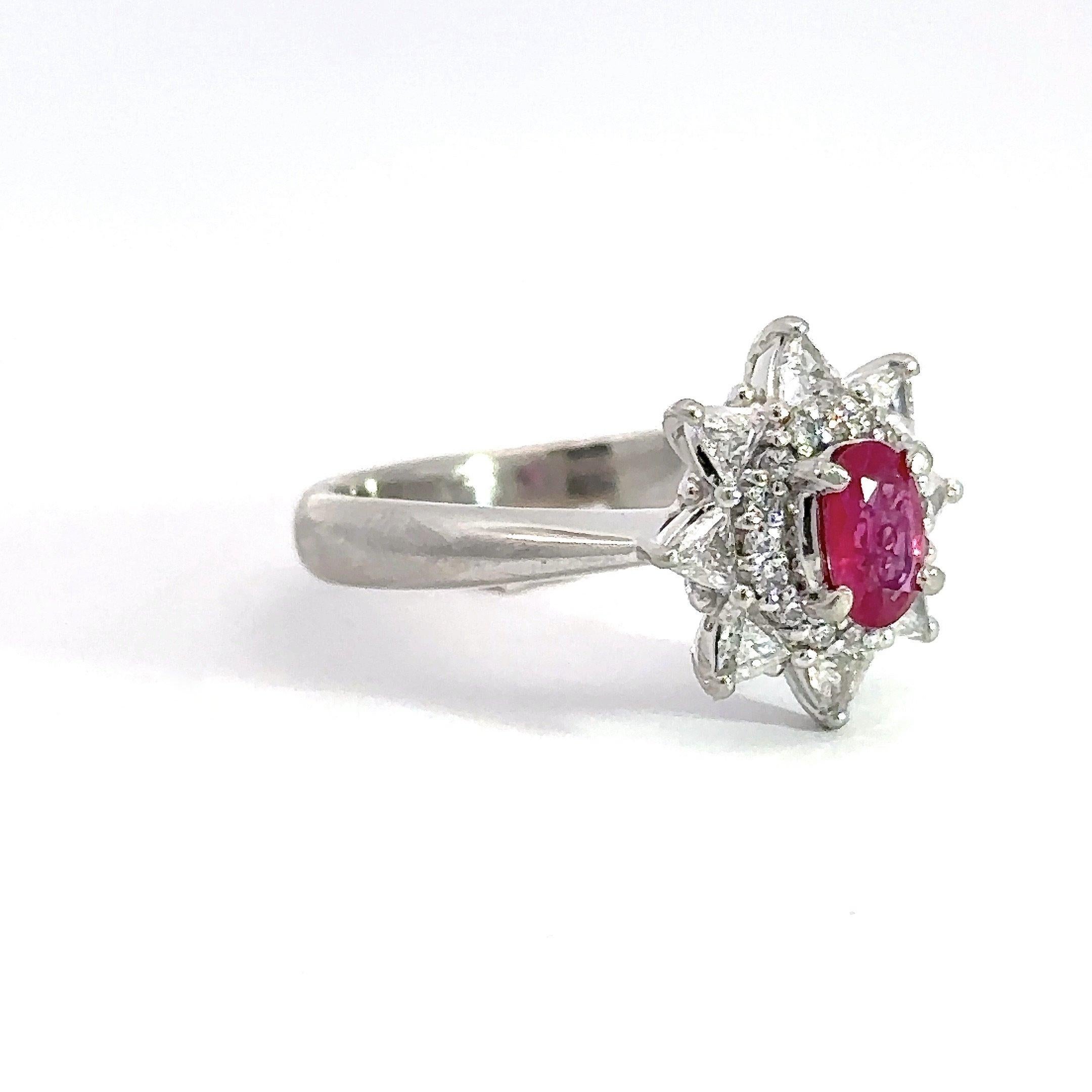 Anello in platino con diamante e rubino da 1,19 carati in vendita 4