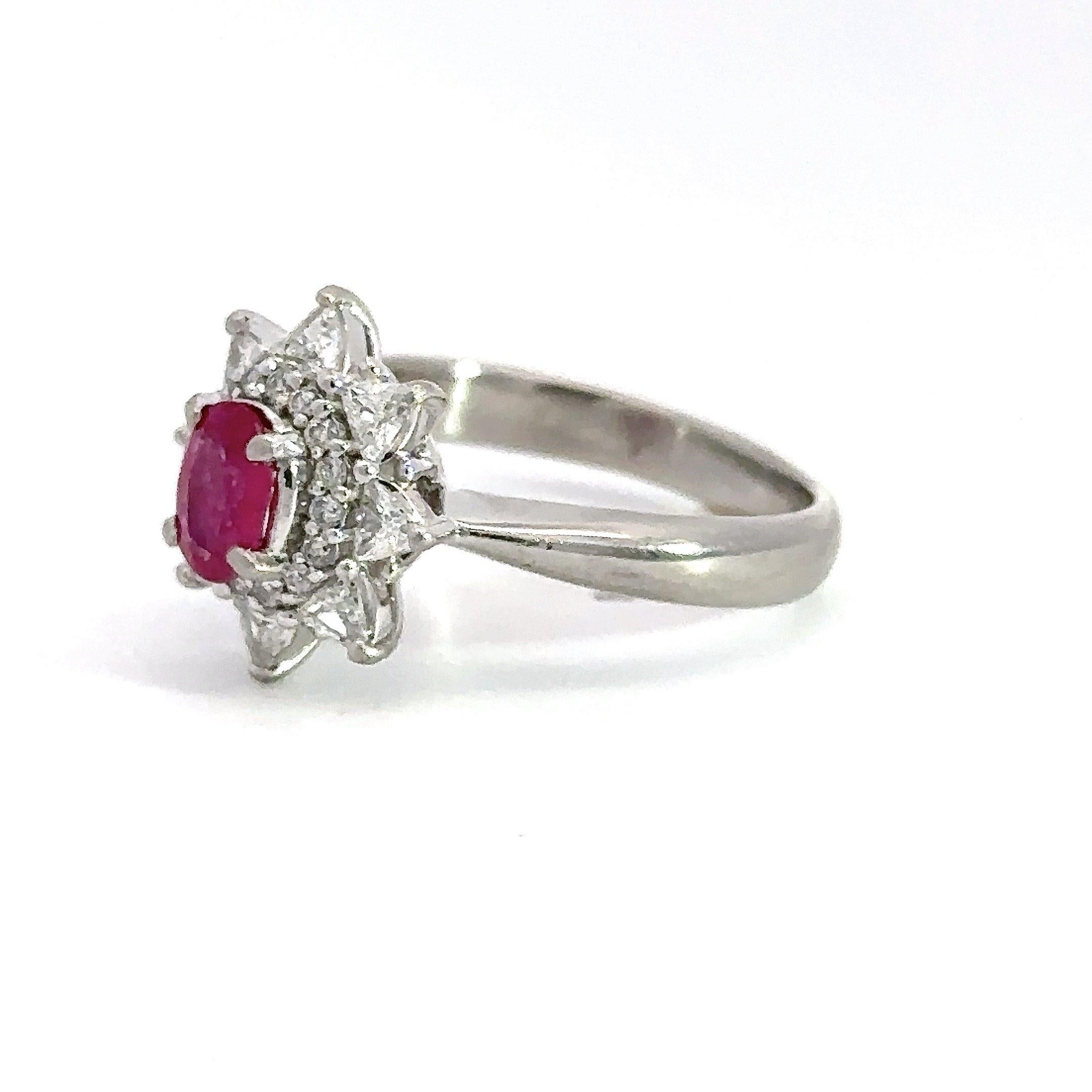 Anello in platino con diamante e rubino da 1,19 carati in vendita 5