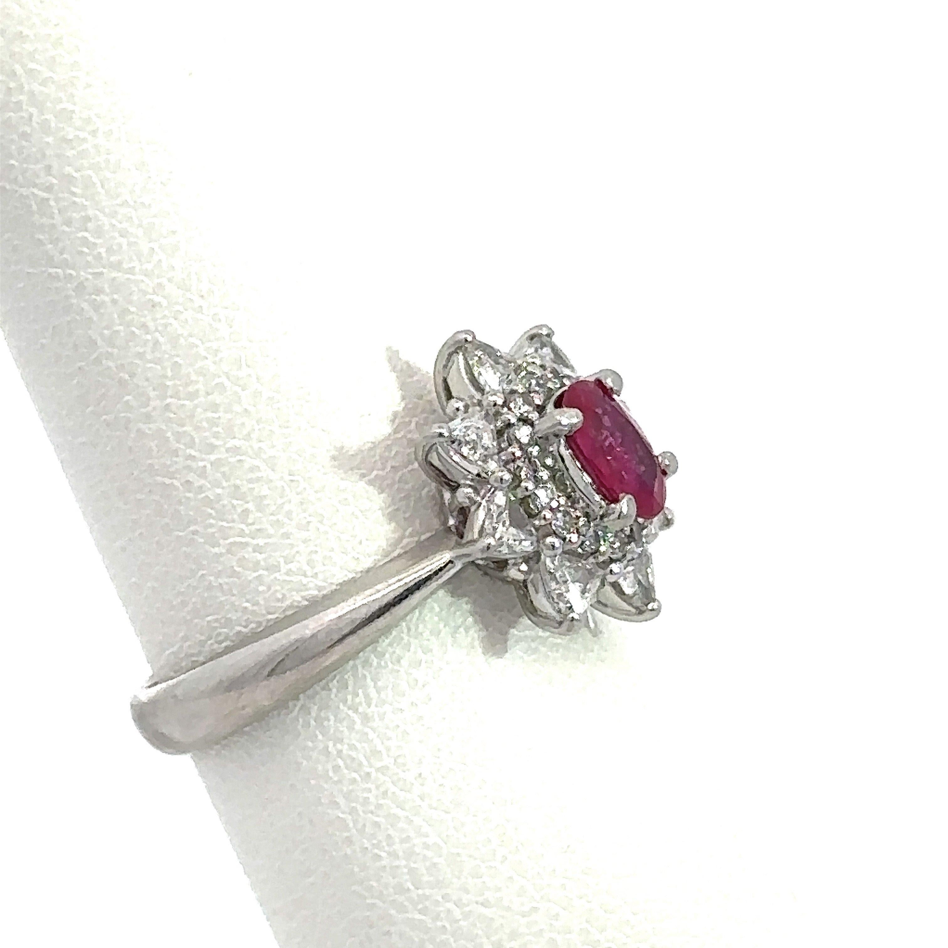 Anello in platino con diamante e rubino da 1,19 carati In condizioni buone in vendita a Los Angeles, CA