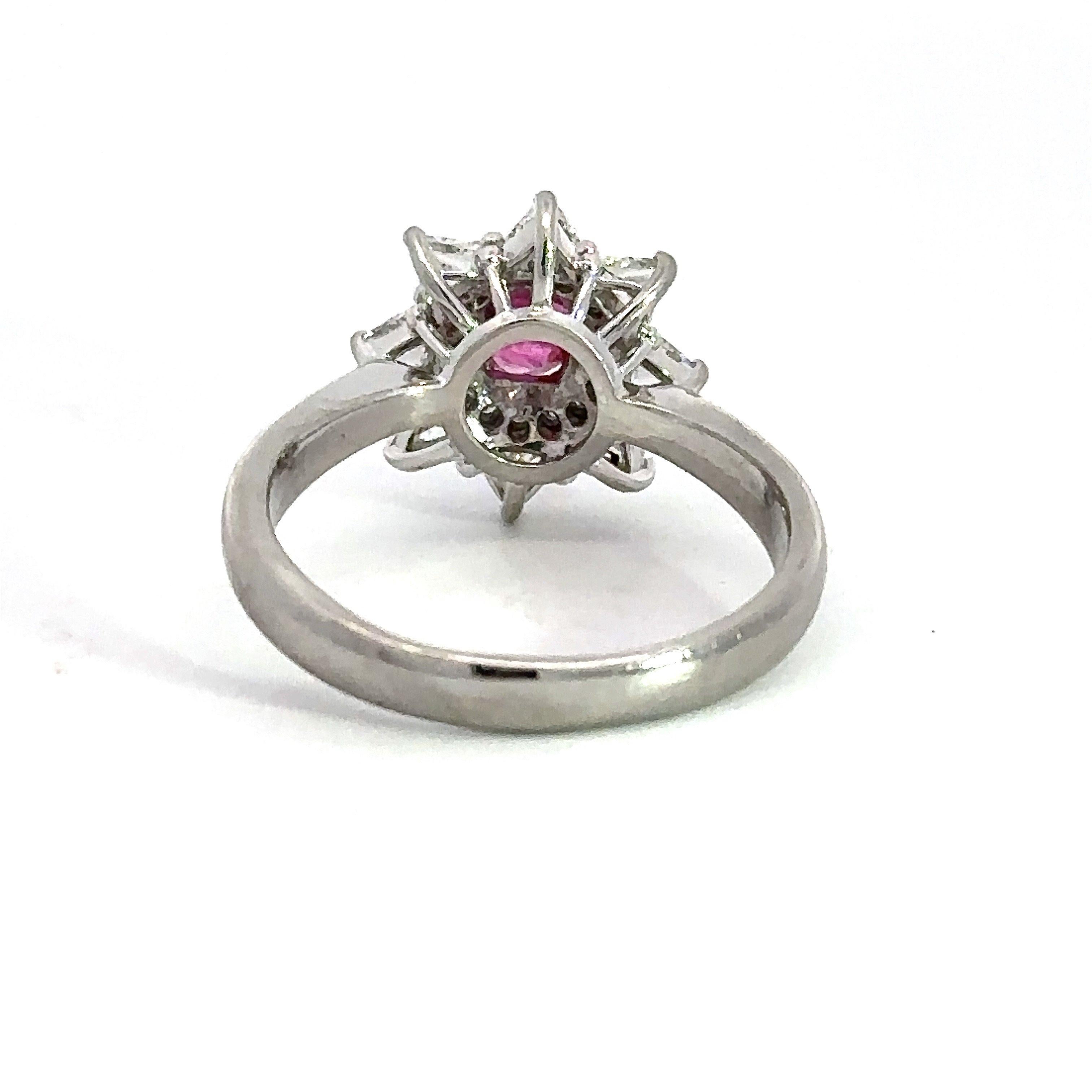 Anello in platino con diamante e rubino da 1,19 carati in vendita 1