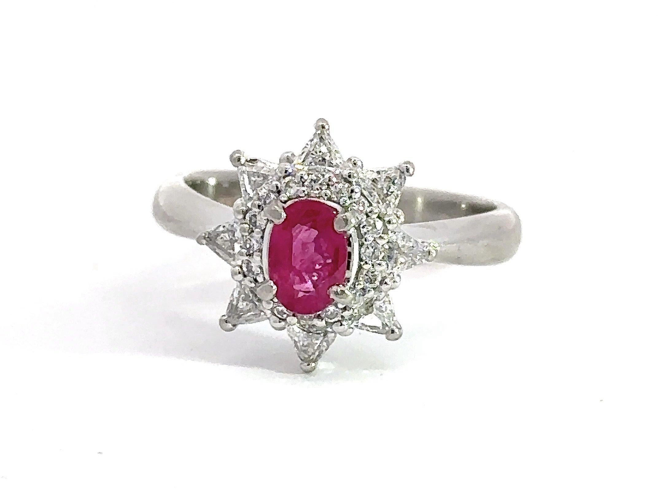 Anello in platino con diamante e rubino da 1,19 carati in vendita 3