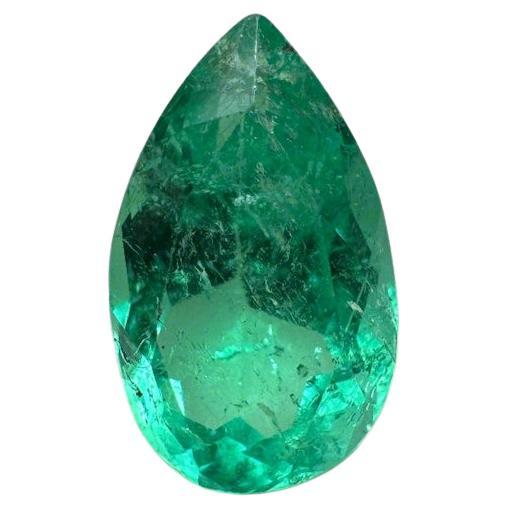 Esmeralda verde colombiana alargada de 1,19 ct - Lágrima talla pera Gema de Nacimiento de Mayo