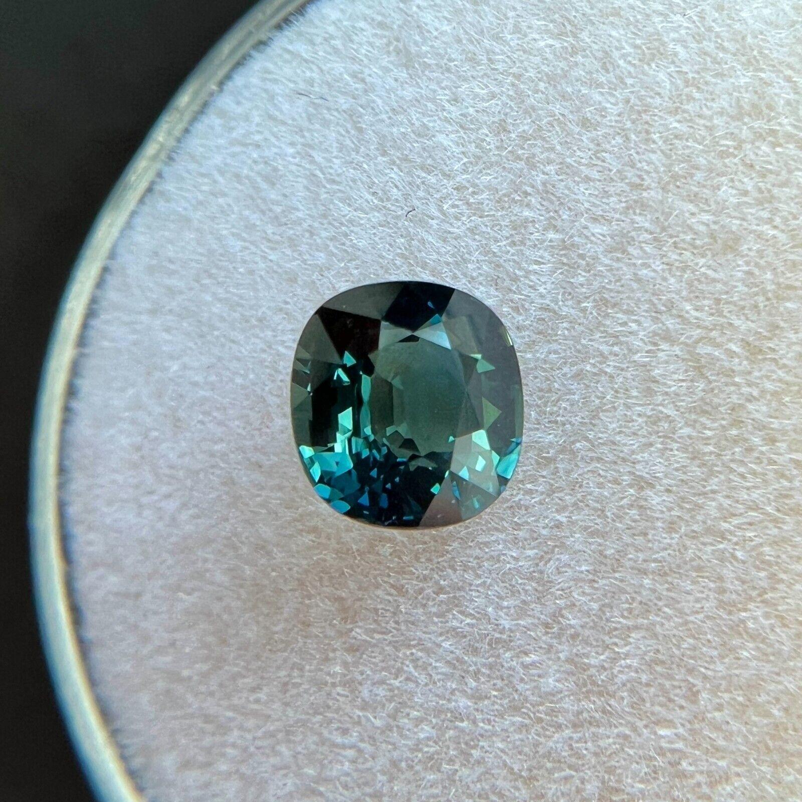 1.19Ct GIA Certified Green Blue Teal Untreated Sapphire Natural Cushion Cut Gem For Sale 1