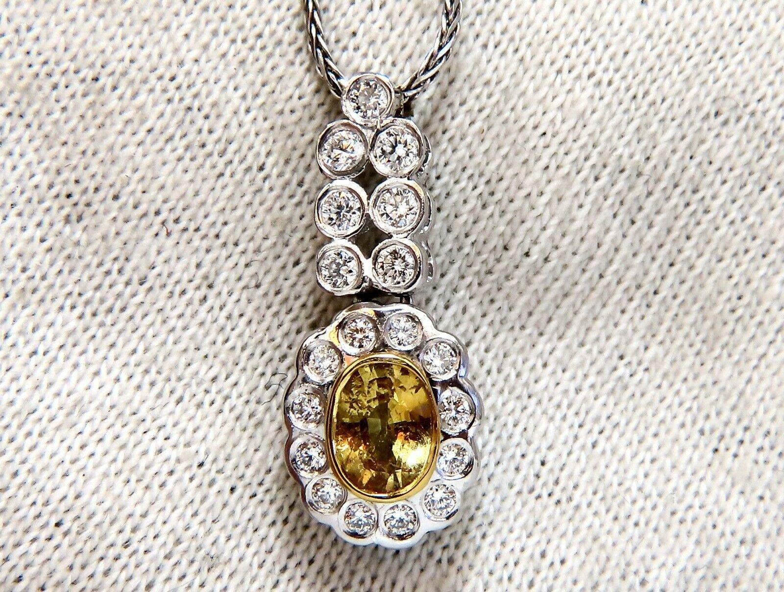1.19 Carat Natural Yellow Sapphire Diamonds Dangle Pendant 14 Karat In New Condition For Sale In New York, NY