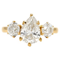 1,19 Karat Perlen- und Diamant-Verlobungsring mit alteuropäischem Schliff, GIA-zertifiziert 
