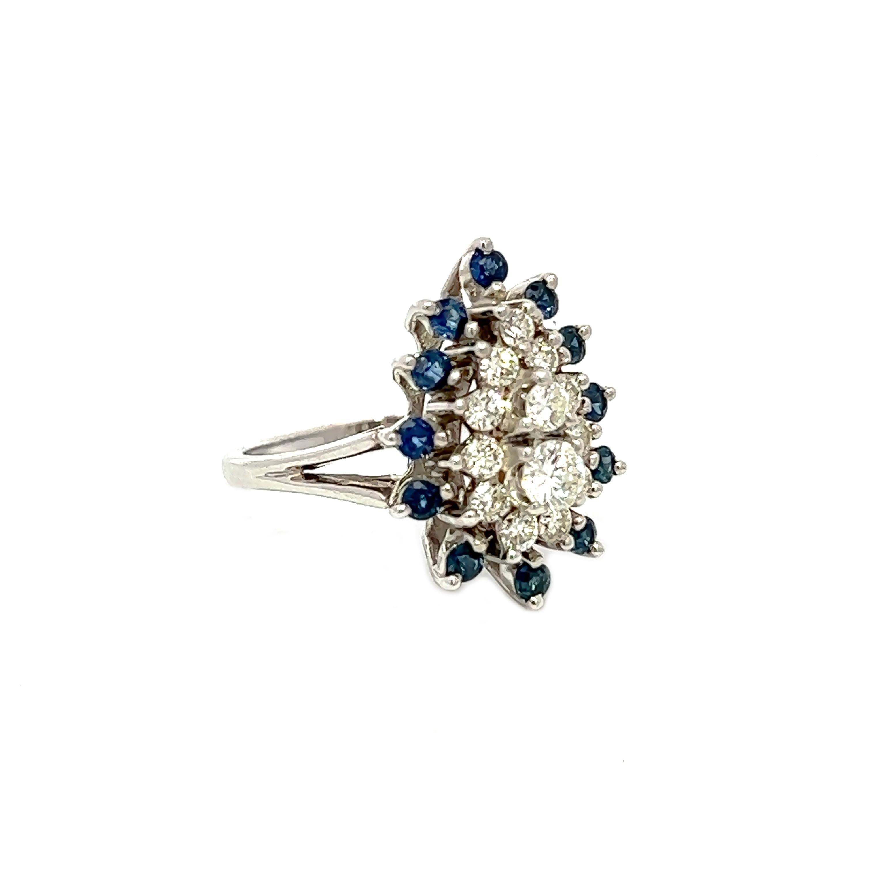 1,19 Karat Gesamtgewicht Blauer Saphir & Diamant Ring in 14KW gefasst im Zustand „Neu“ im Angebot in New York, NY