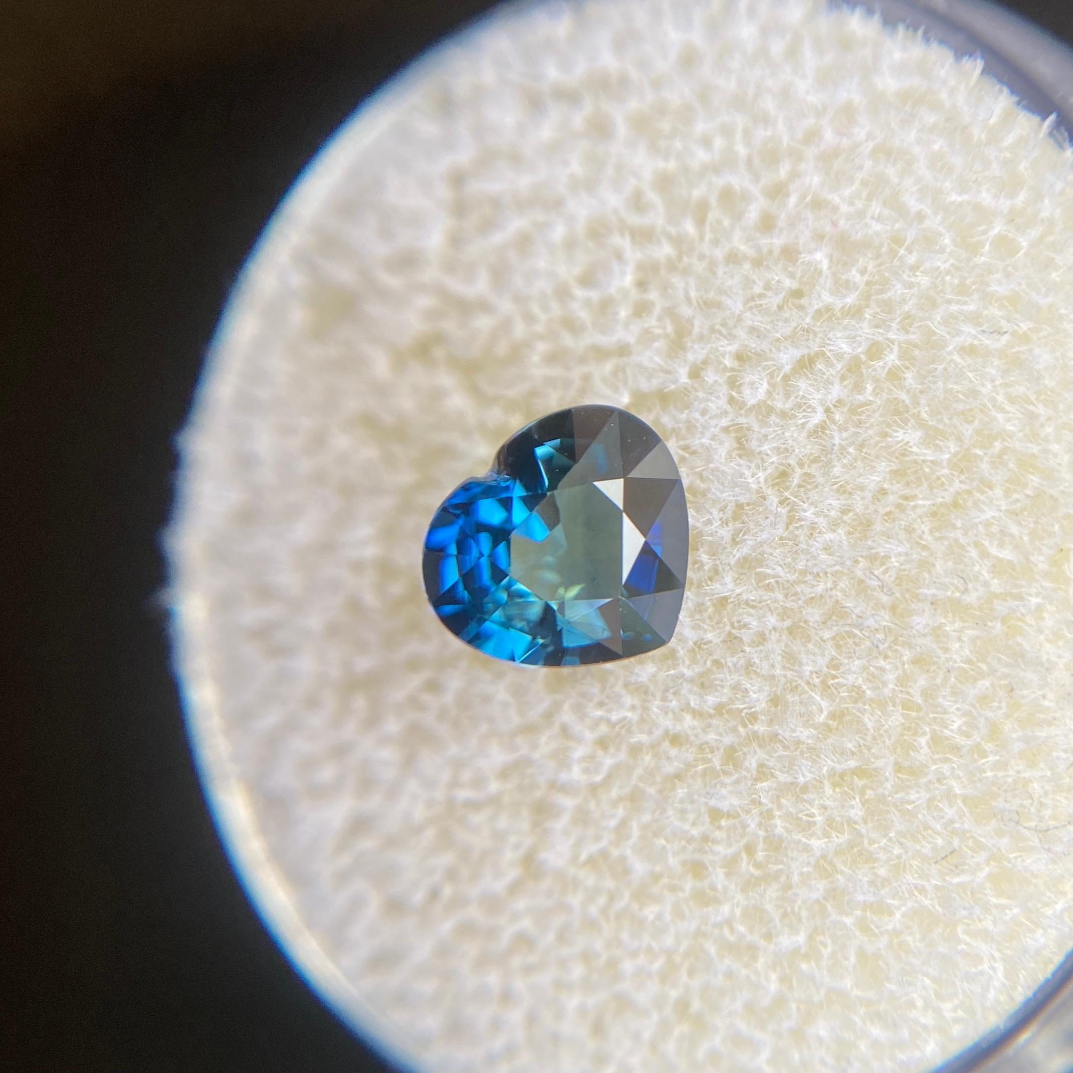Natural Australian Vivid Blue Sapphire Gemstone.

1.19 Carat with a beautiful vivid blue colour and excellent clarity, a very clean stone. Also has an excellent heart cut and ideal polish to show great shine and colour, would look lovely in