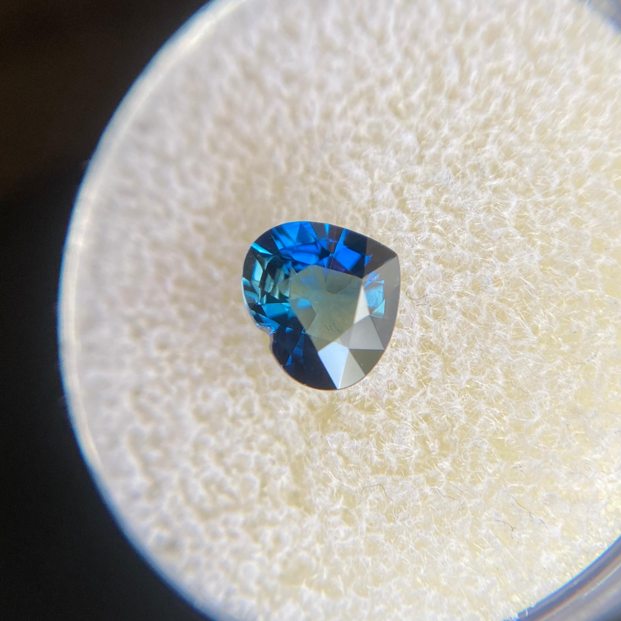 1.19ct Vivid Blue Australia Sapphire Heart Cut Loose Natural Gem 3