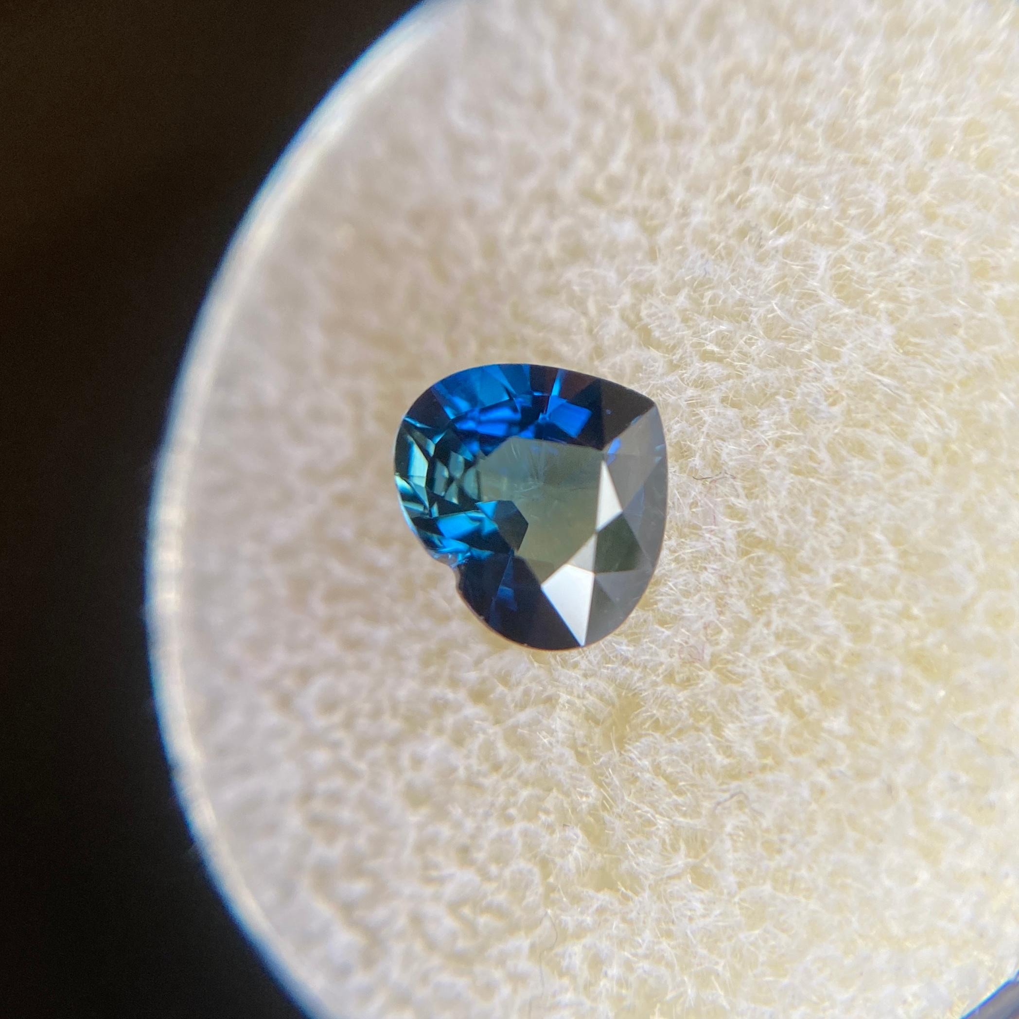 1.19ct Vivid Blue Australia Sapphire Heart Cut Loose Natural Gem 4