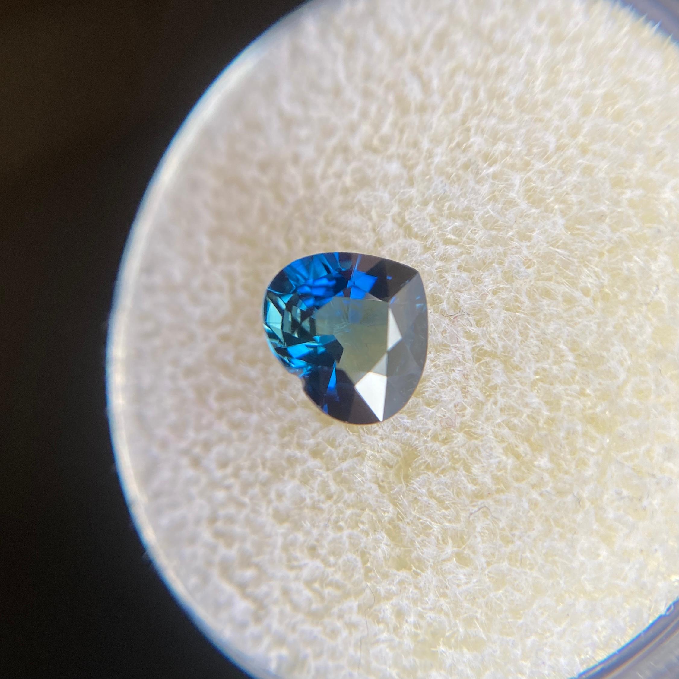 1.19ct Vivid Blue Australia Sapphire Heart Cut Loose Natural Gem 5