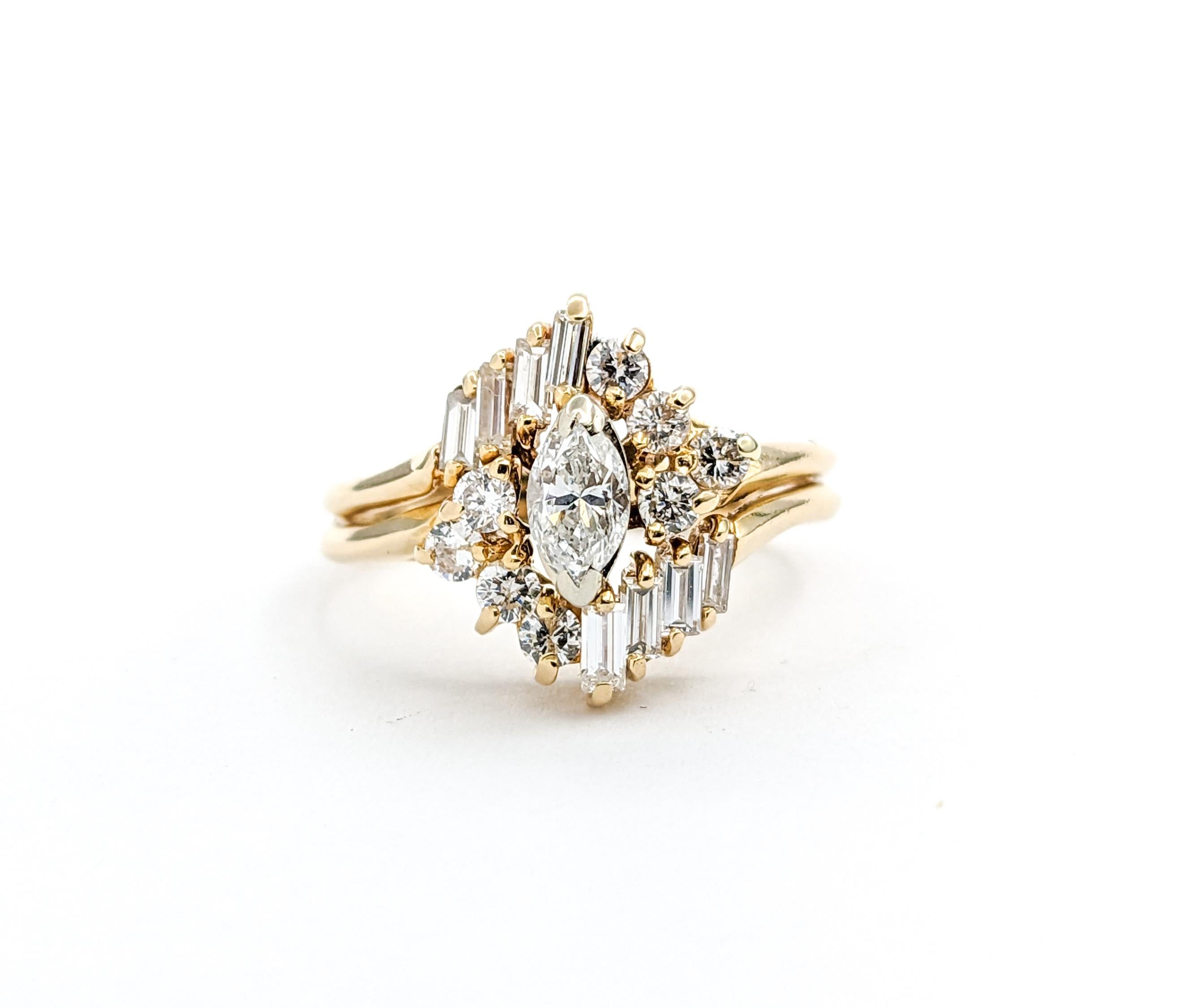 1,19 Karat Diamant-Verlobungsring aus Gelbgold (Baguetteschliff)