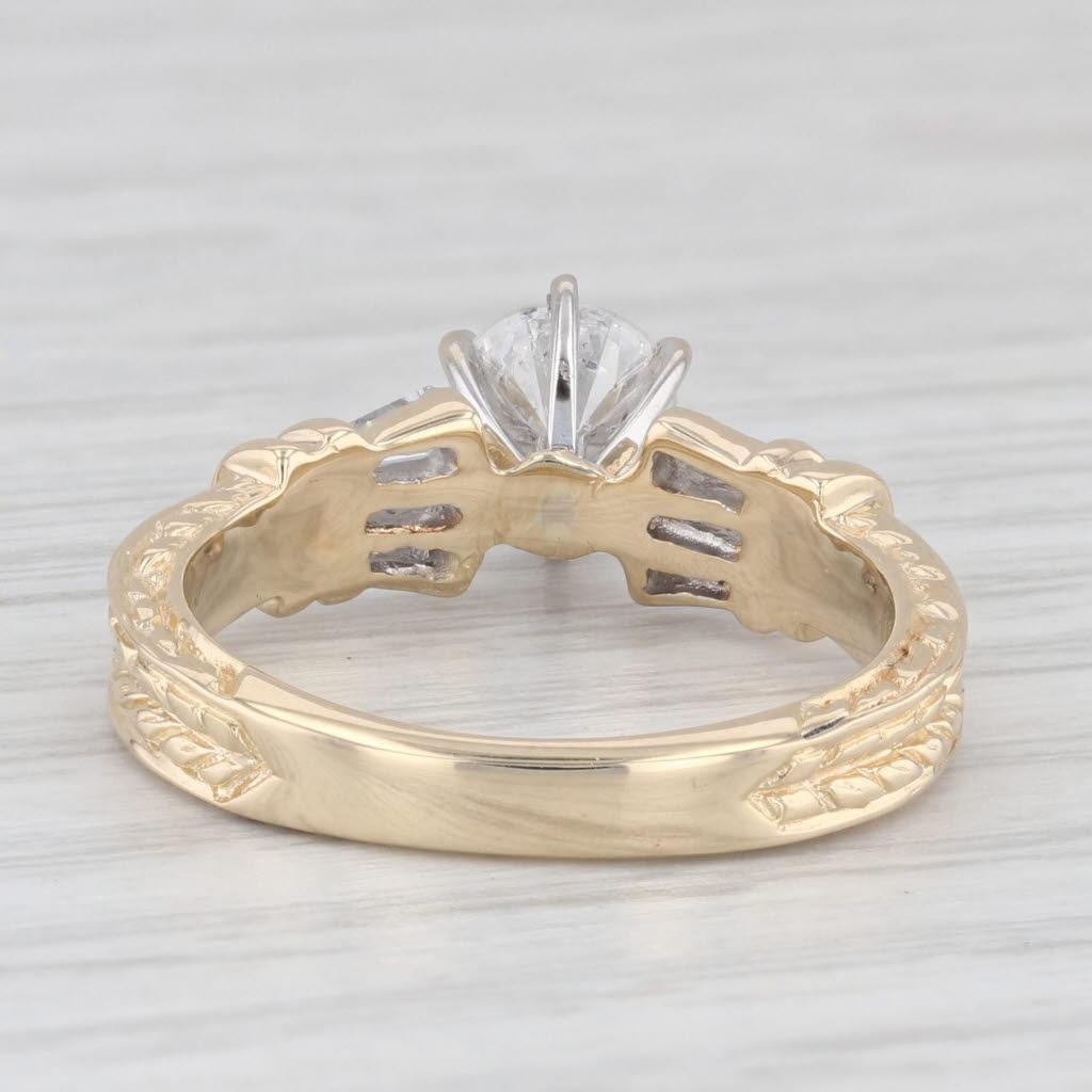 1.19ctw Round Diamond Engagement Ring 14k Yellow White Gold Size 6.5 5