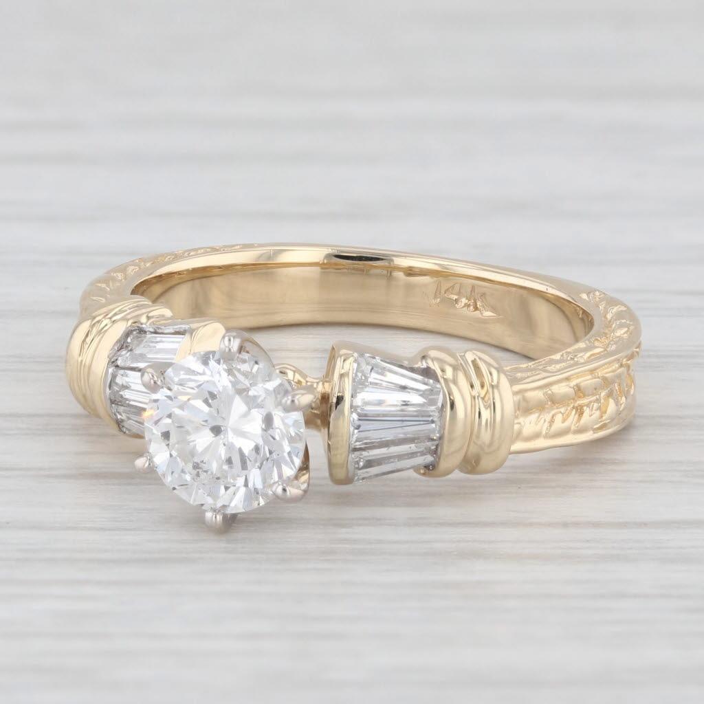 1.19ctw Round Diamond Engagement Ring 14k Yellow White Gold Size 6.5 2