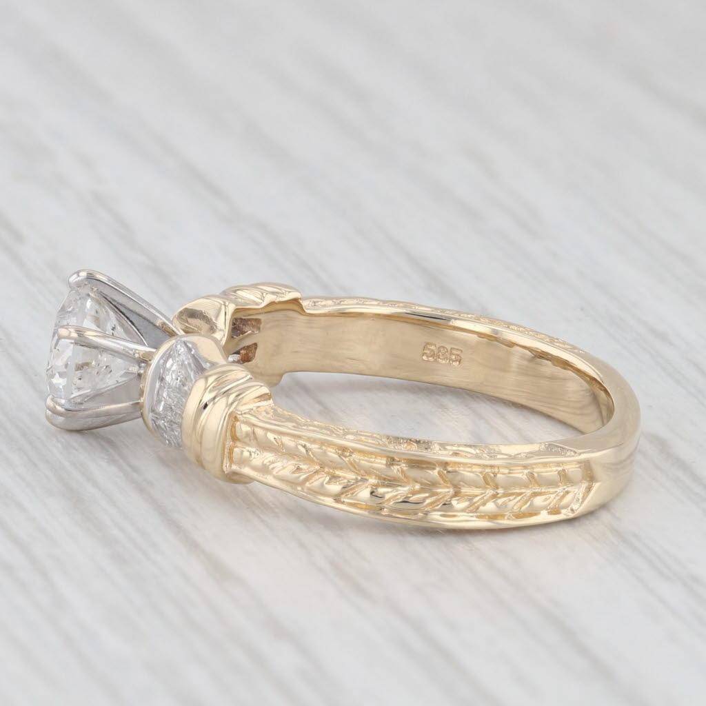 1.19ctw Round Diamond Engagement Ring 14k Yellow White Gold Size 6.5 3