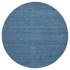 11
9 "x11
9" Denim Blau, Reine Wolle Handgeknüpft, Modernes Design, Runder Orientteppich