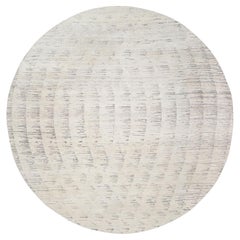 11'9 "x11'9" Tone on Tone Laine naturelle ivoire nouée à la main non teintée Oriental Round