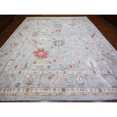 11'9"x14' Steel Gray, Wool Hand Knotted, Afghan Angora Oushak Oriental Rug