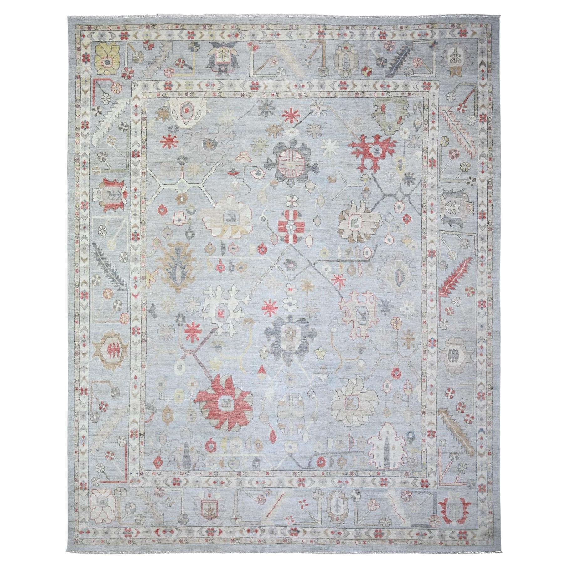 11
9 "x14
Stahlgrau, Wolle Handgeknüpft, Afghan Angora Oushak Orientteppich