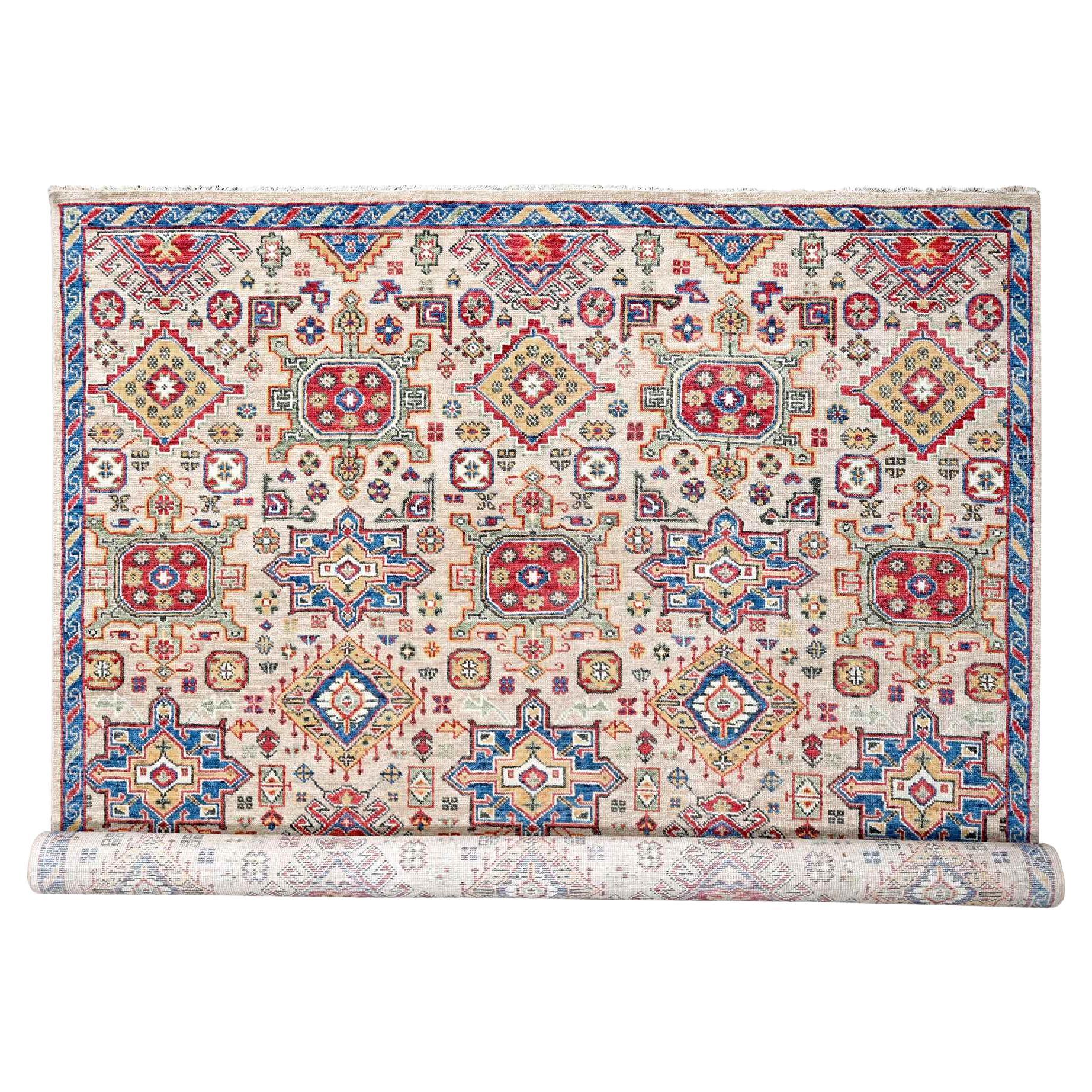 11'9"x14'10" Buttery Brown Geometric Design Wool Hand Knotted Oversized Rug