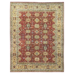 11'9 "x14'10" Rust Red Karajeh Tappeto orientale oversize in pura lana annodato a mano