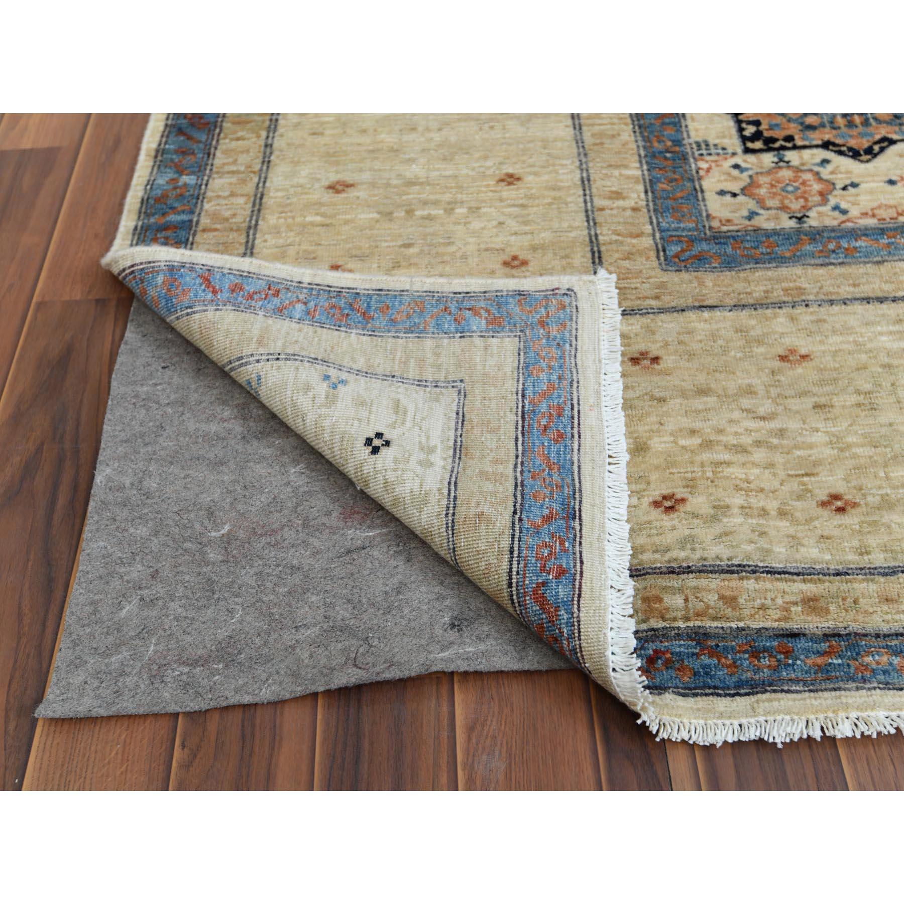 Afghano Tappeto oversize avorio in lana lucida super fine Peshawar Mamluke Design/One 11'9 
