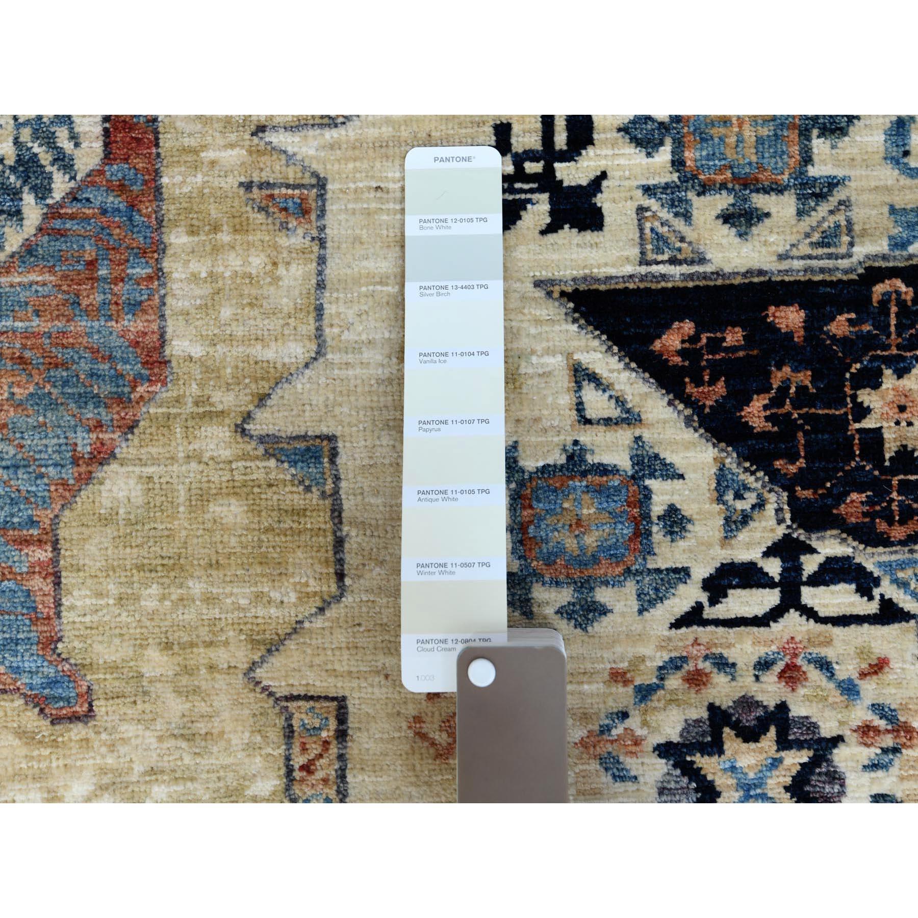 XXI secolo e contemporaneo Tappeto oversize avorio in lana lucida super fine Peshawar Mamluke Design/One 11'9 