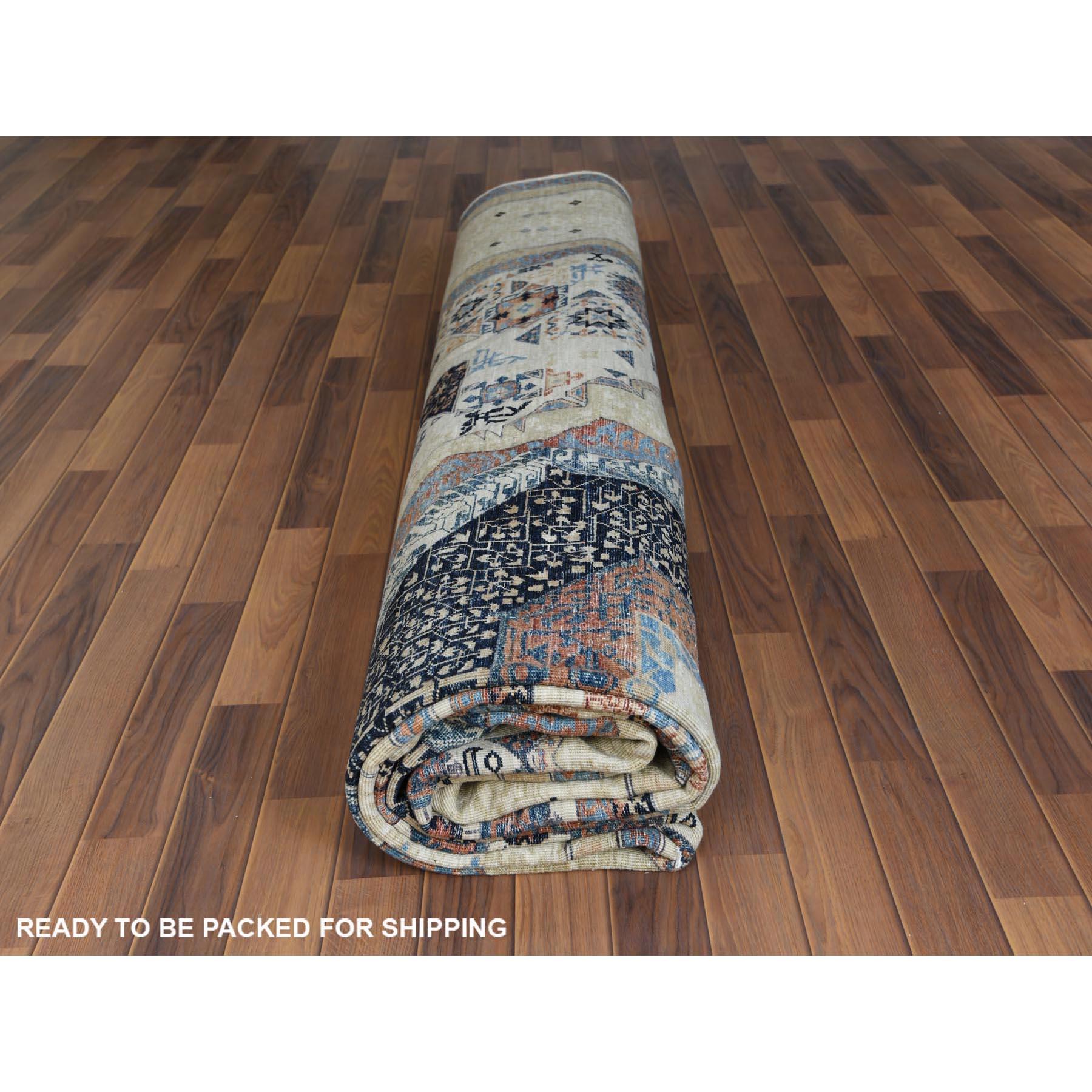 Tappeto oversize avorio in lana lucida super fine Peshawar Mamluke Design/One 11'9 
