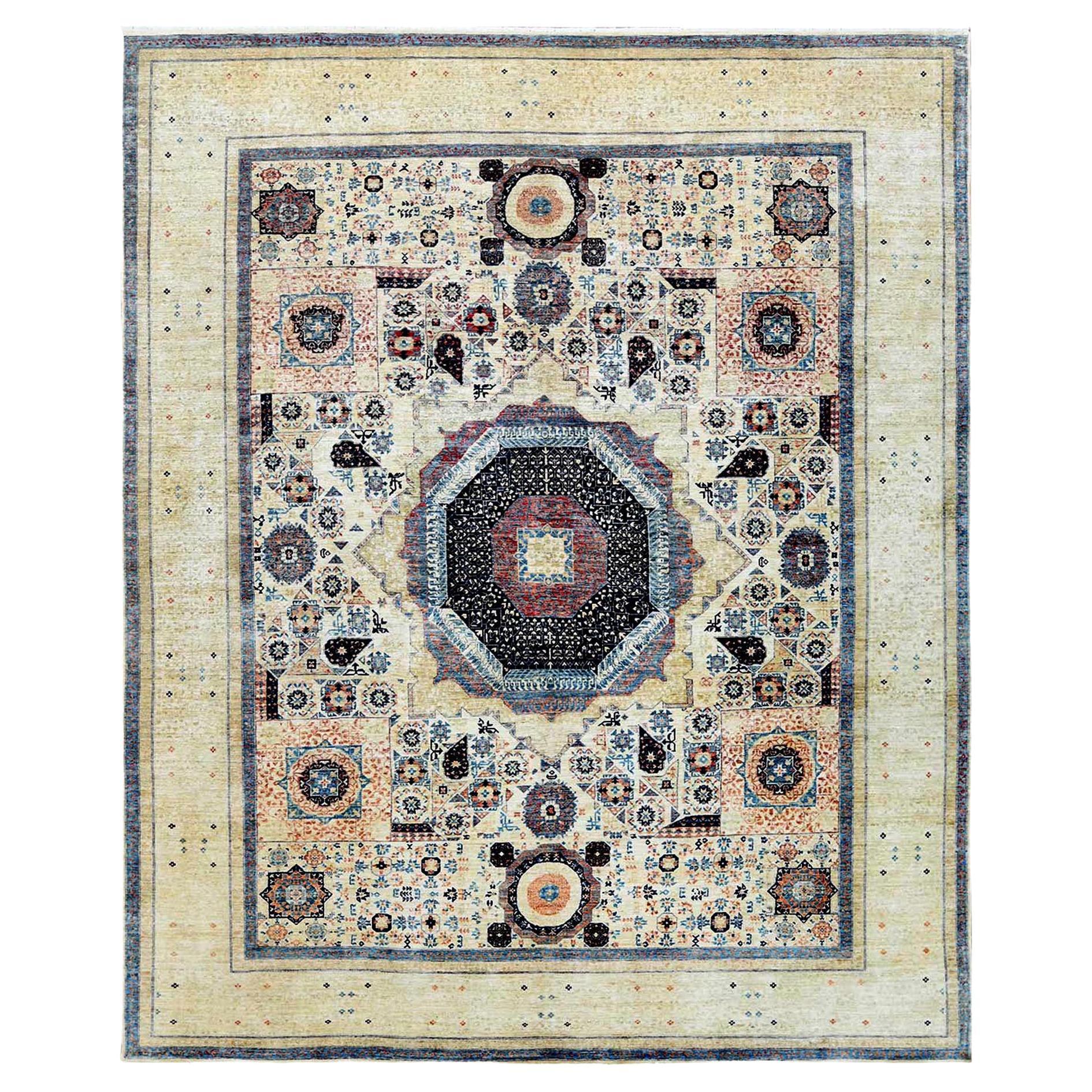 Tappeto oversize avorio in lana lucida super fine Peshawar Mamluke Design/One 11'9 "x14'3 in vendita