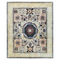 Tappeto oversize avorio in lana lucida super fine Peshawar Mamluke Design/One 11'9 "x14'3