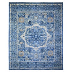 Tapis oriental noué à la main, finition bleu acier Peshawar 11'9"x14'4"