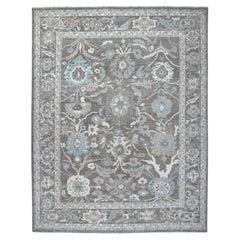 11'9 "x14'5" Brown Peshawar Mit Mahal Design Reine Wolle Handgeknüpft Orientteppich