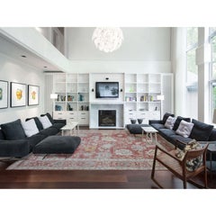 11'9"x14'8" Coral Pink Hand Knotted Oversized Afghan Angora Oushak Wool Rug