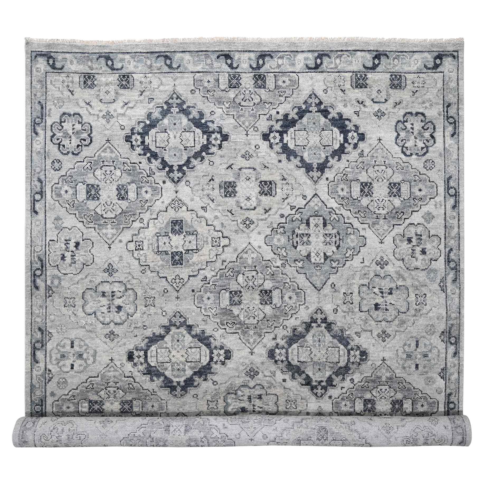 11'9 "x14'8" Grigio Anatolian Design Supple Collection'S Tappeto in Lana Morbida Annodato a Mano