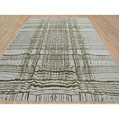 11'9 "x14'8" Grüner feiner Jacquard-Teppich aus handgewebter Wolle und Kunstseide XL Orientteppich