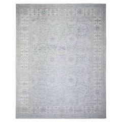 11'9"x14'8" Ivory, White Wash Peshawar Wool Hand Knotted Oversized Oriental Rug