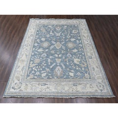 11'9" x 14'9" – Handgeknüpfter Wollteppich aus der „Blue Supple“-Kollektion im Oushak-Stil mit durchgängigem Muster