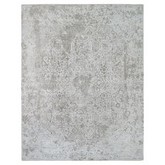 11'9 "x15' Gris Broken Persian Design Rugs Laine et soie pure noués à la main Tapis d'Orient