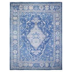 11'9"x15'1" Blue Anatolian Village Inspired Soft Wool Hand Knotted Oversized Rug