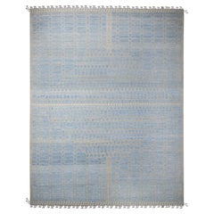 11'9"x15'1" Blue Hand Knotted All Wool Moroccan Weave Embossed Pile Oriental Rug