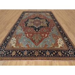 11'9 "x15'4" Rouge écarlate Antiquities Fine Heriz Re-Creation Rugs en laine nouée à la main