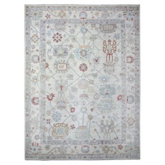 11
9 "x15
9" Elfenbein, Afghan Angora Oushak, handgeknüpfter Wollteppich in Übergröße