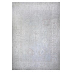 11'9"x17' Gainsboro Gray Hand Knotted Faded Out Angora Oushak Oriental Rug