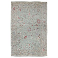 11'9 "x17'3" Green Angora Oushak Soft Wool Hand Knotsted XL Oriental Rug