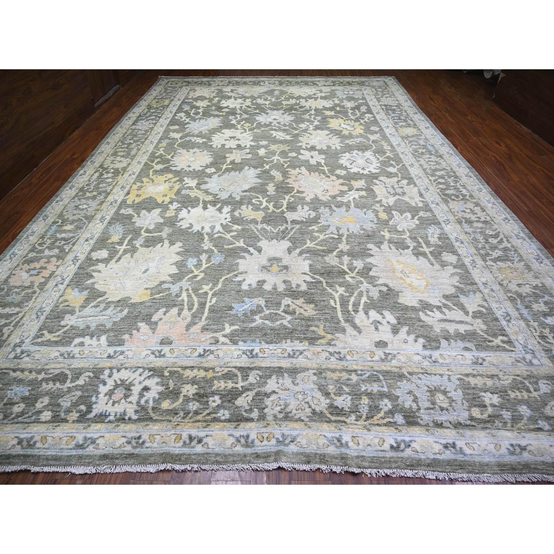 Camouflage Gray, Natural Dyes Afghan Angora Oushak with Floral Motifs, Extra Soft Wool Hand Knotted, Oversized Oriental Rug
Primary materials: Wool
Latex: No
Pile height: 0.25 Inches
Style: Transitional
Primary color: Grey
Secondary colors: Blue,