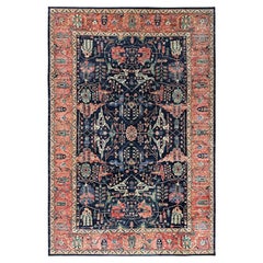 Tapis en laine noué à la main bleu nuit Aryana Grade Bijar Garus Design 11'9"x17'7"