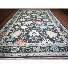 11'9"x17'7" Olive Black Afghan Angora Oushak Soft Wool Hand Knotted Oriental Rug