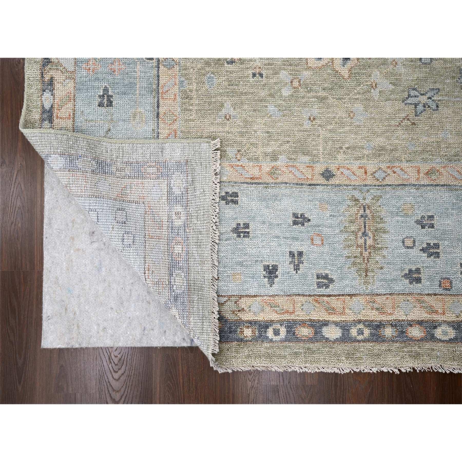 Noué à la main Tapis noué à la main vert Oushak Design Supple Collection 11'9