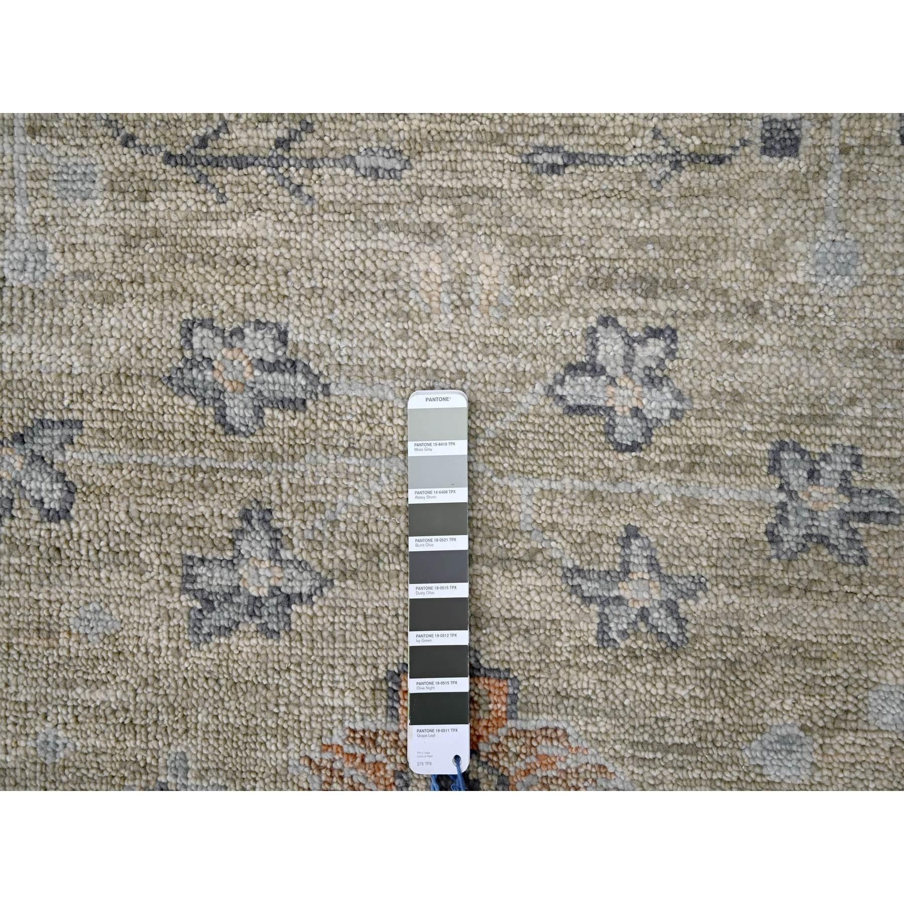 Laine Tapis noué à la main vert Oushak Design Supple Collection 11'9